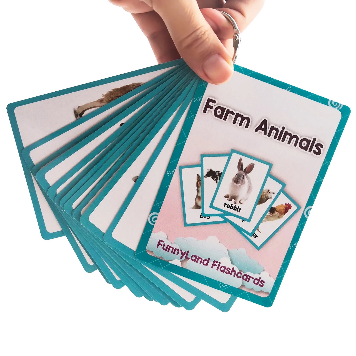 18Pcs Farm Animals Theme Educational Learning Cards Double Side