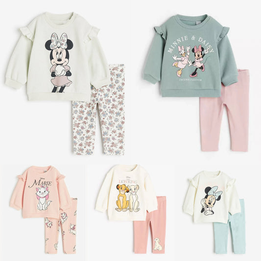 Sweatshirt Outfits Cartoon Print top+Pants 2Piece Set