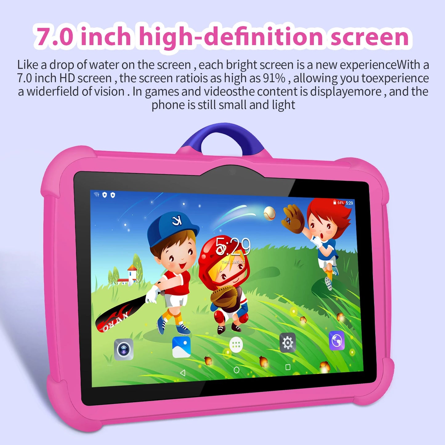 New Cartoon Pattern Kids Tablet 7 Inch Quad Core 4GB RAM 64GB ROM