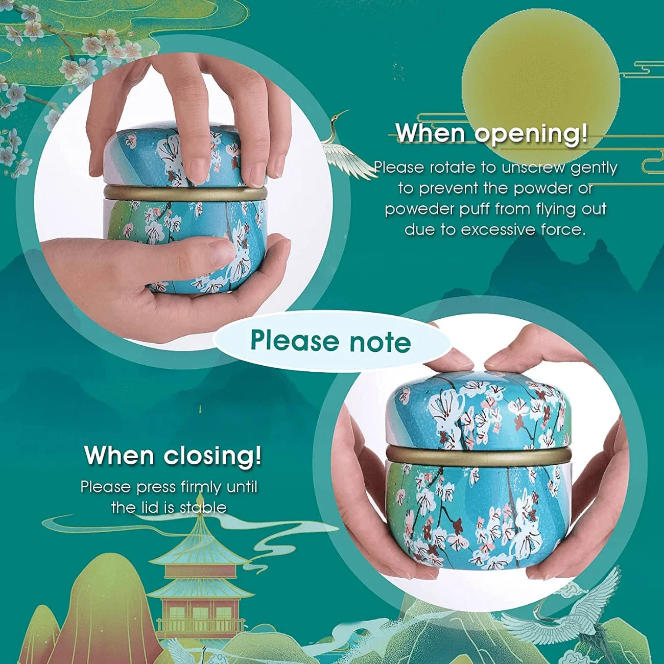 Portable Baby Powder Puff and Container Travel Essential for Dusting