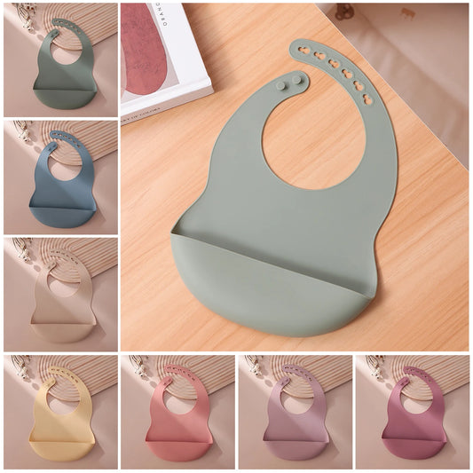 Color Kids 1PCS Silicone Baby Bib Adjustable Waterproof Feeding Bib