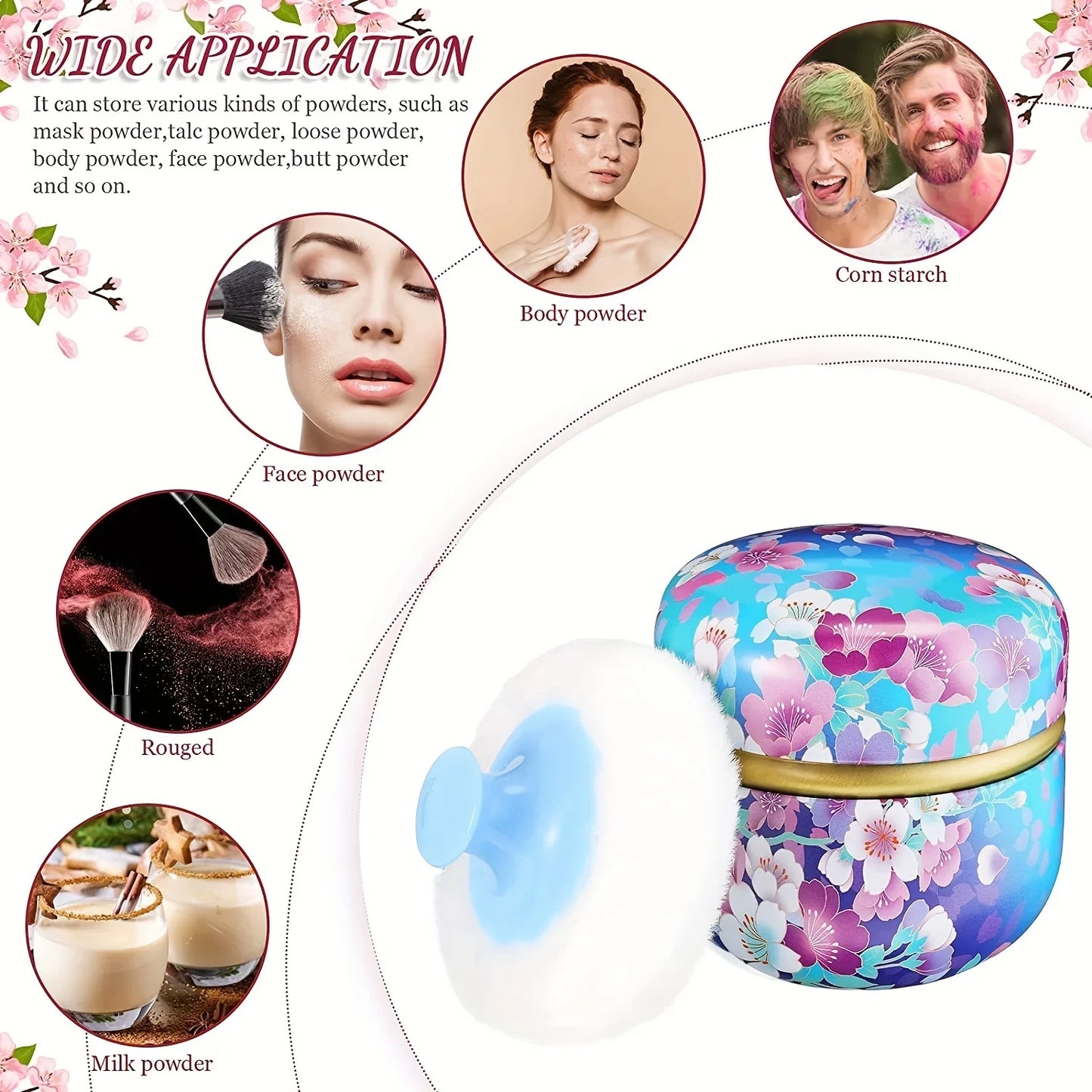 Portable Baby Powder Puff and Container Travel Essential for Dusting